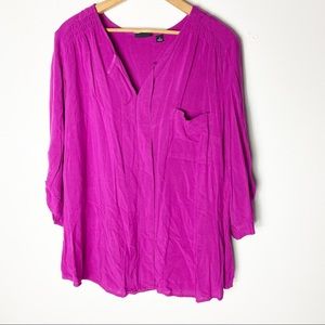 Ana Women Purple Flowy Top Size 1x